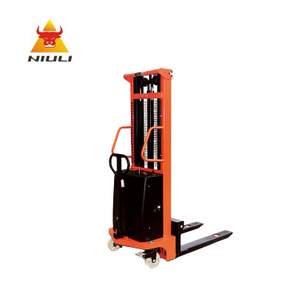 NIULI Warehouse Semi Automatic Electric Powered Fork Stacker 1.5ton 3meter Semi-electric Pallet Stacker for Material Handling