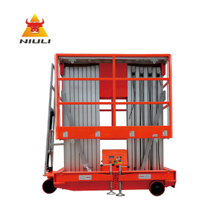 NIULI Mobile Hydraulic Double Mast Aluminium Alloy Lift Table Aerial Work Platform