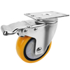 Medium 304 single axle orange PU caster wheel