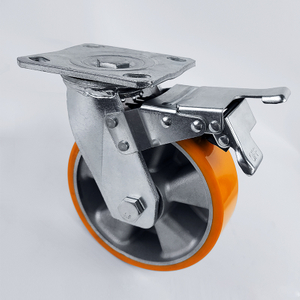 Heavy aluminum core Orange flat polyurethane caster wheel